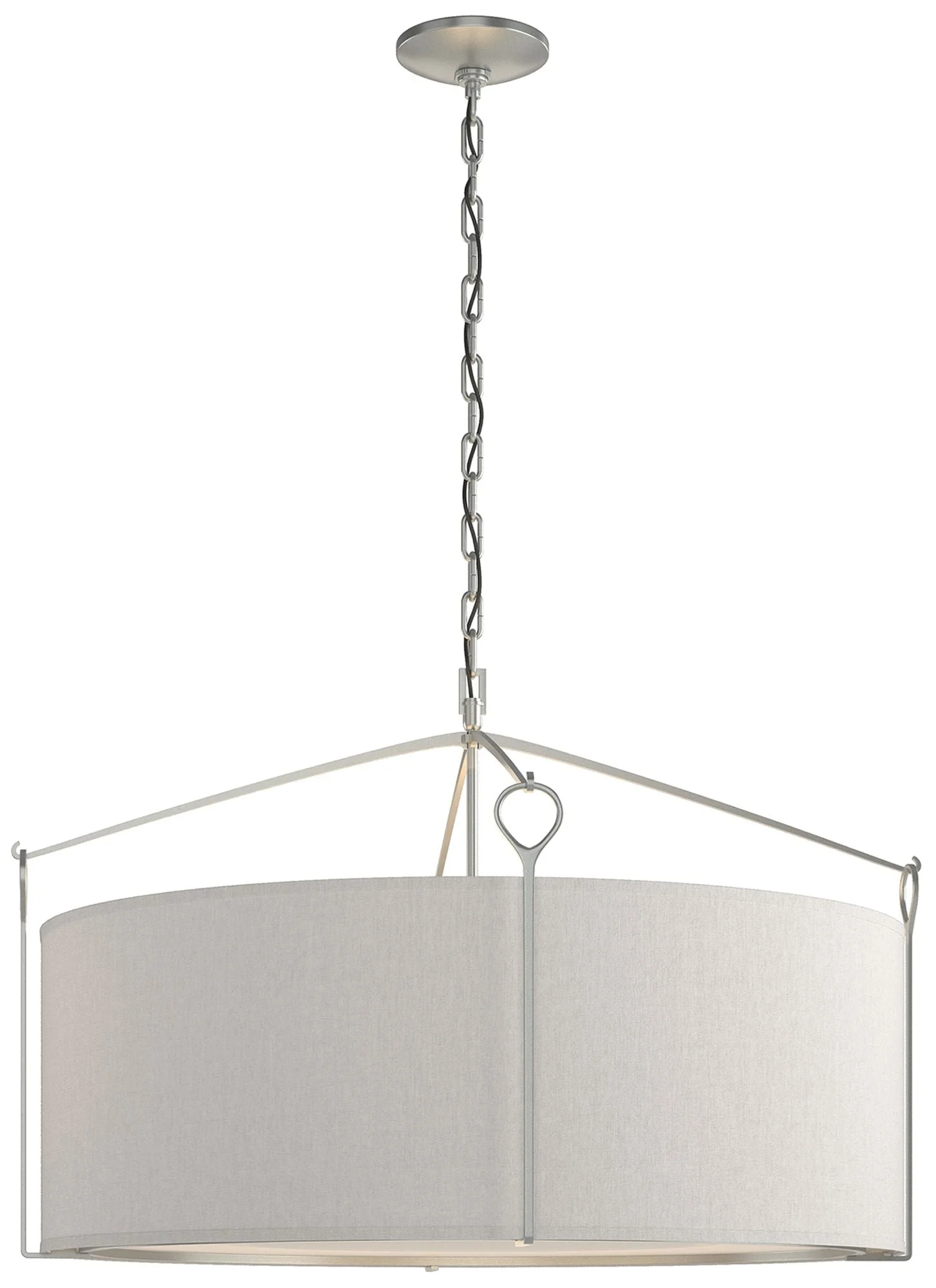 Bow Large Pendant - Vintage Platinum Finish - Flax Shade - Image 1