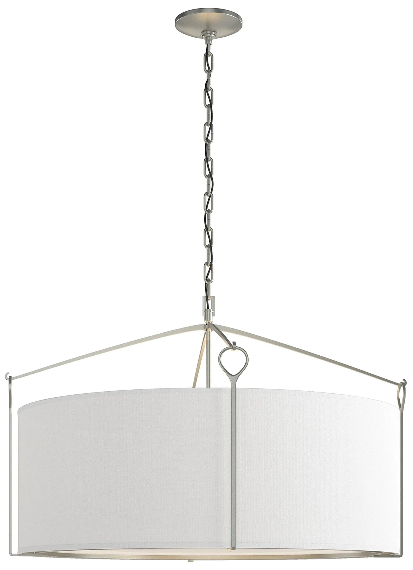 Bow Large Pendant - Vintage Platinum Finish - Natural Anna Shade - Image 1