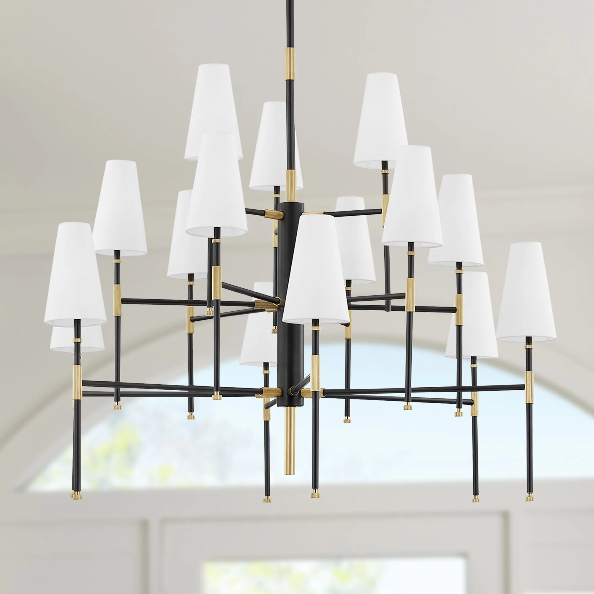 Bowery 48" Wide Aged Old Bronze 15-Light Chandelier - Image 1