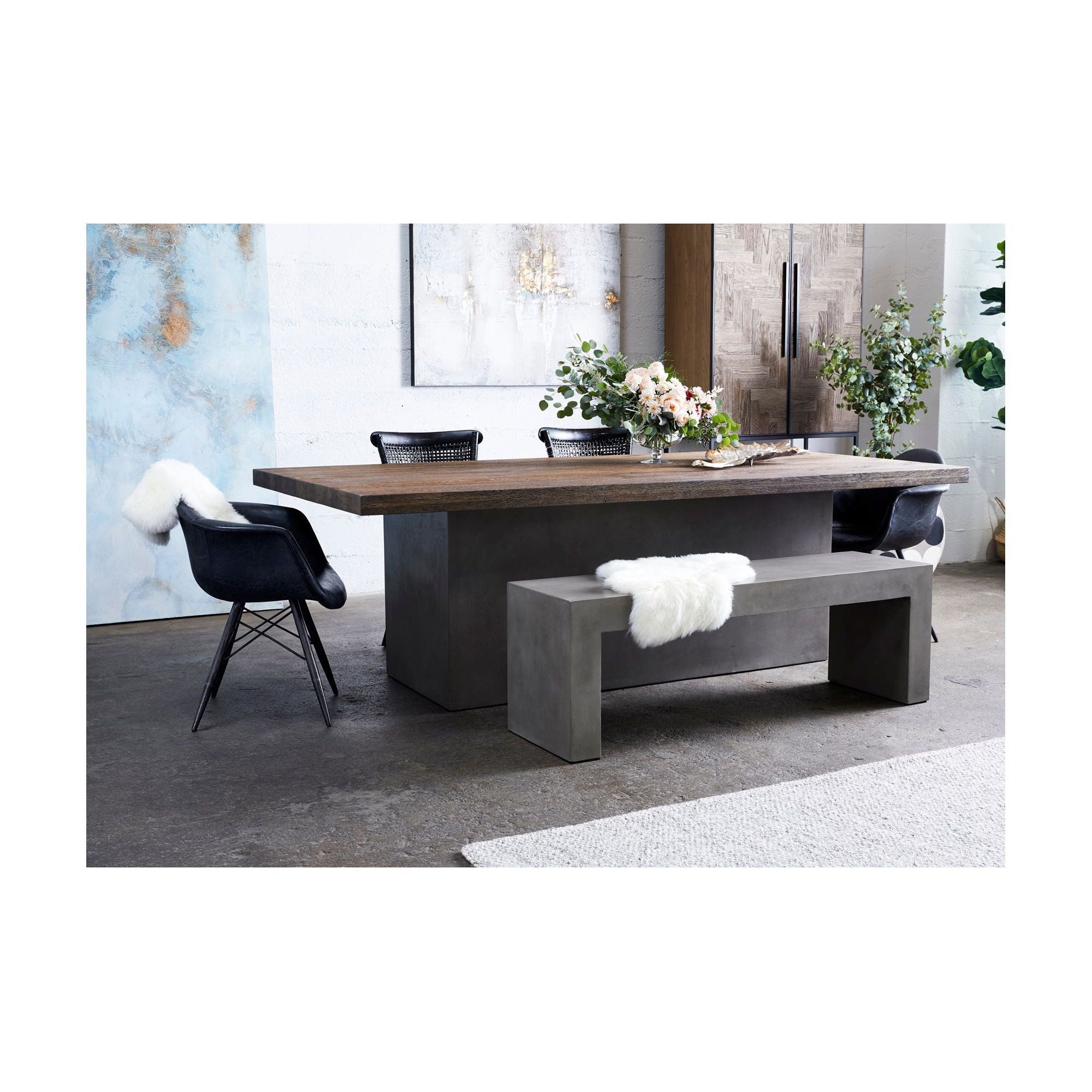 Moe's Home Lazarus Outdoor Bench Dark Grey - Image 2