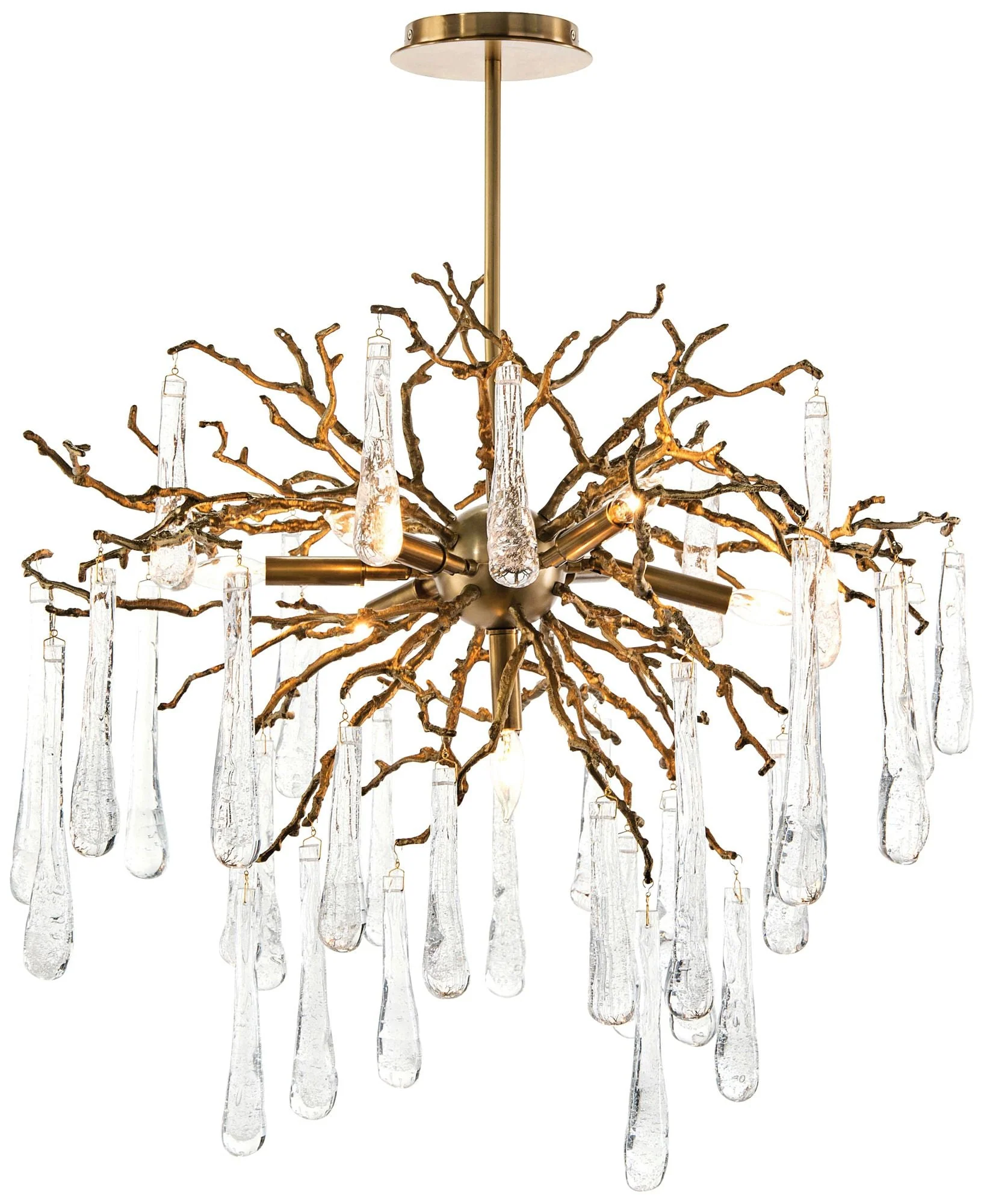 Brass and Glass Teardrop 32" Wide 7-Light Chandelier - Image 2