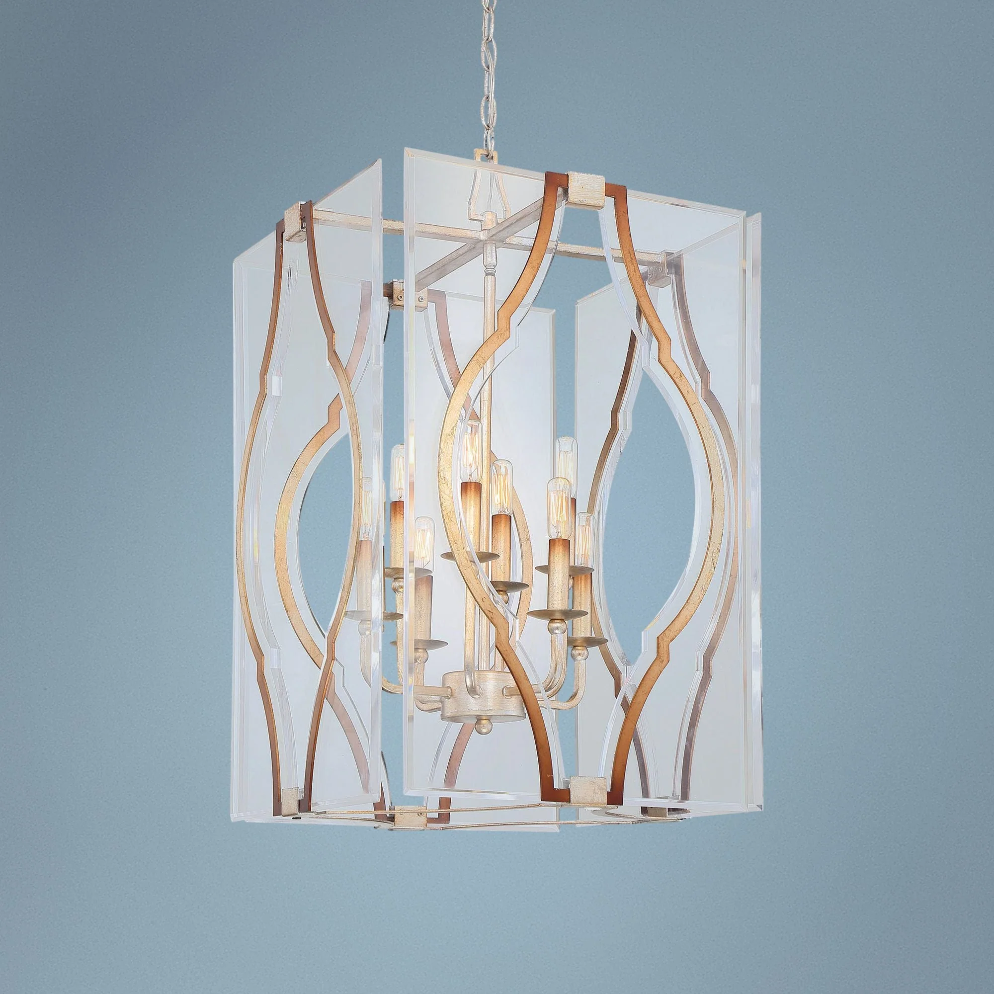 Brenton Cove 18"W Gold Mist Gold Leaf 8-Light Foyer Pendant - Image 1