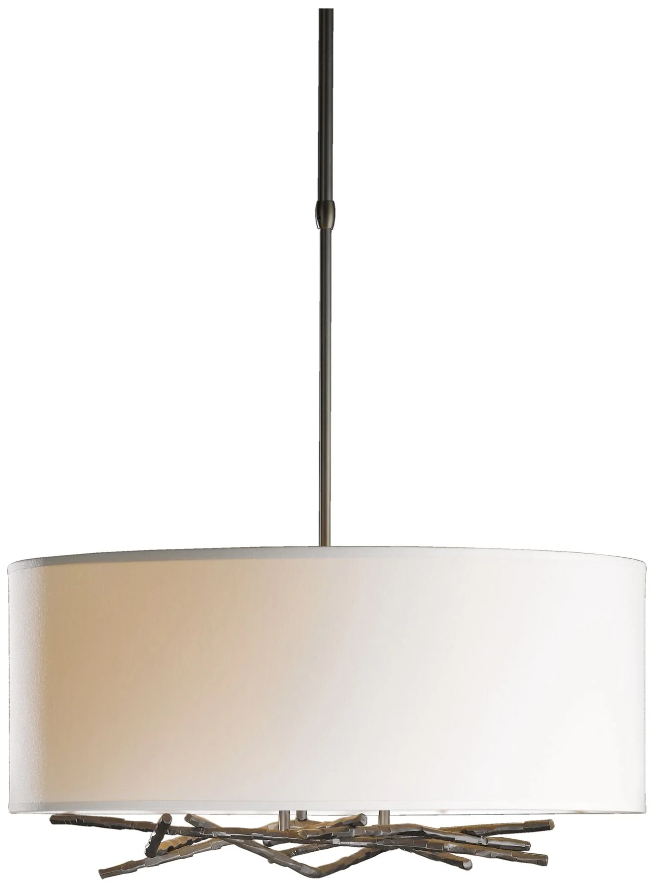 Brindille 22" Wide Dark Smoke Pendant With Drum Natural Anna Shade - Image 1
