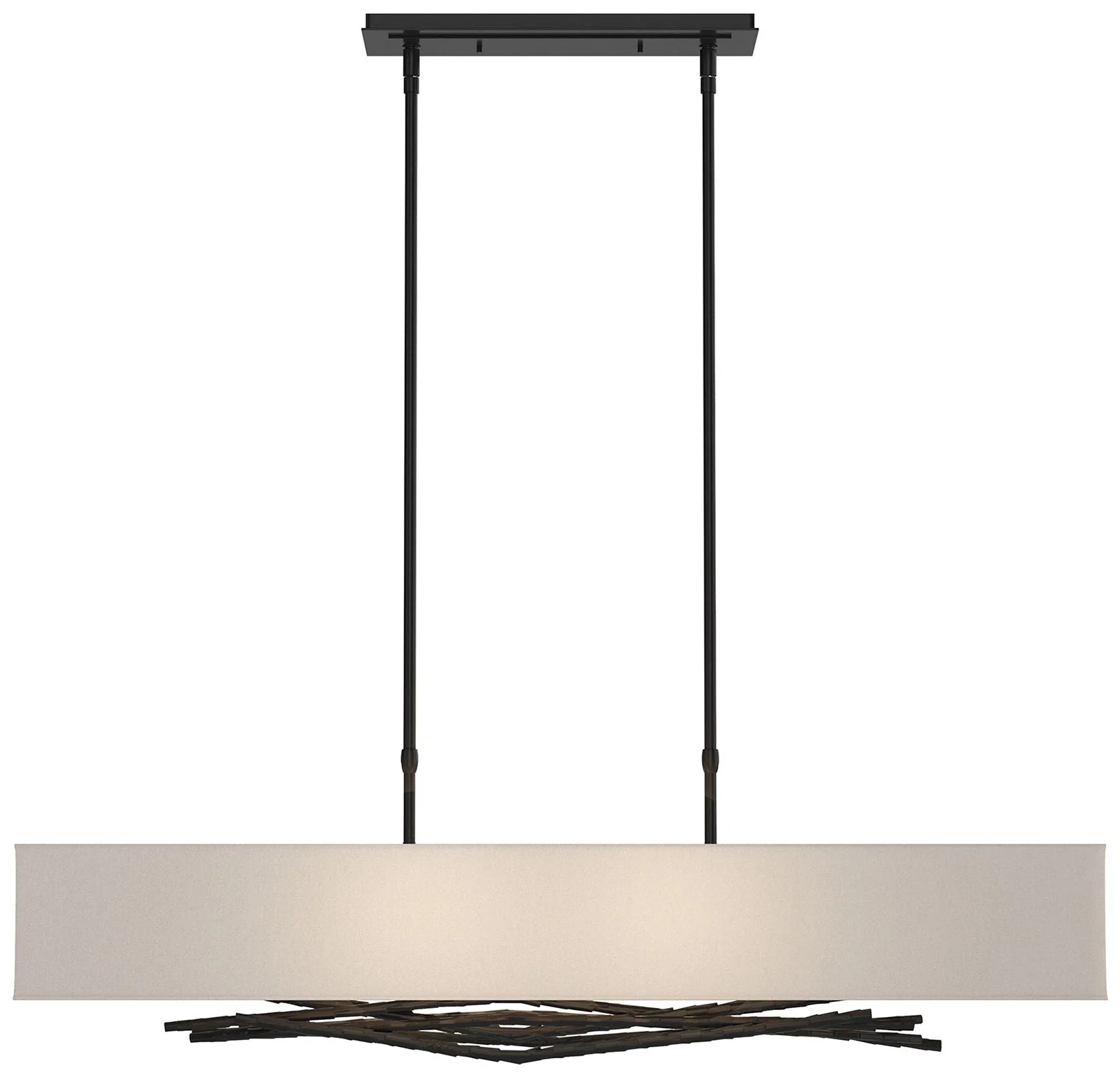 Brindille 42" Black Short Pendant Flax Shade - Image 1