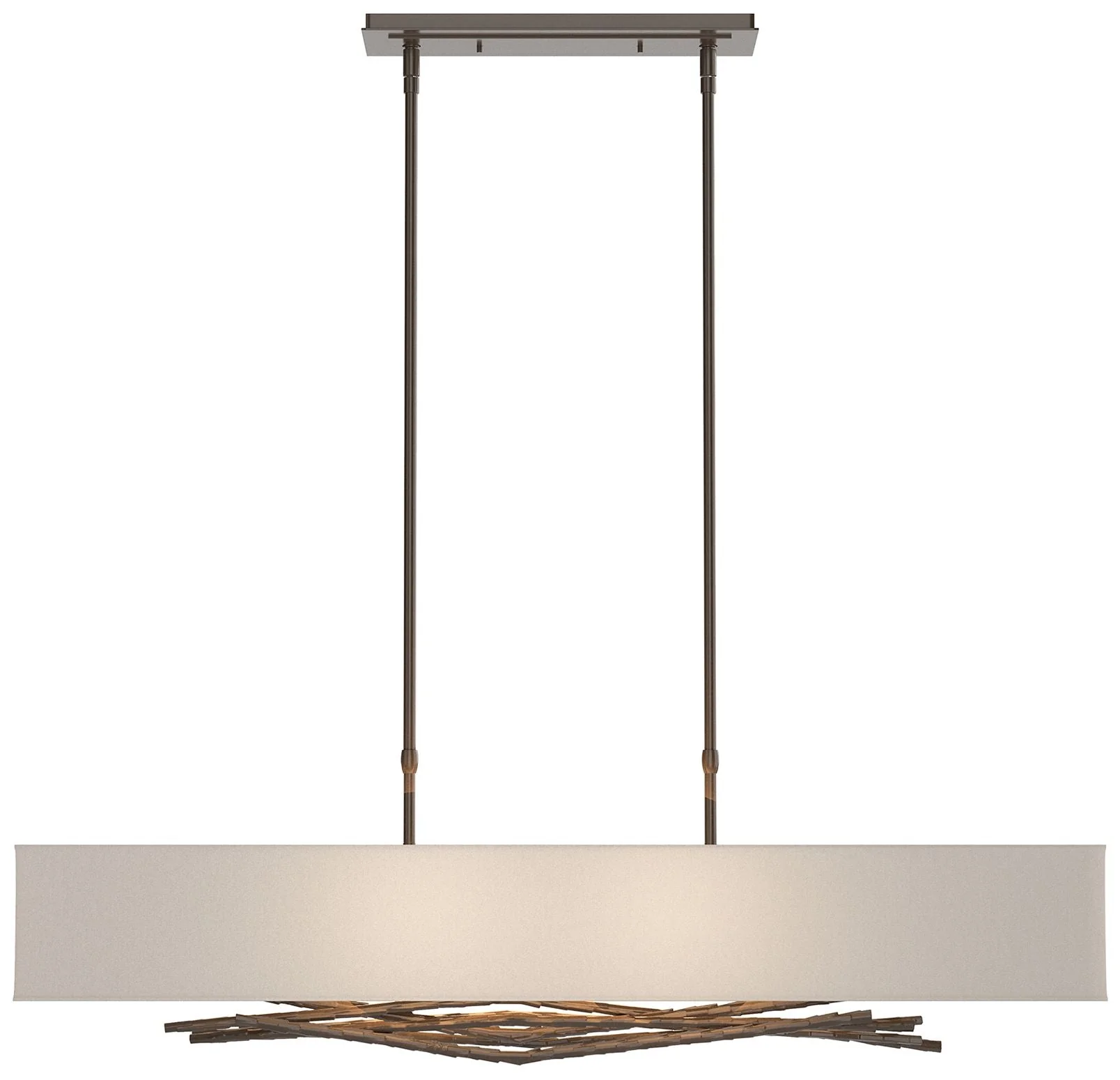 Brindille 42" Bronze Long Pendant Flax Shade - Image 1