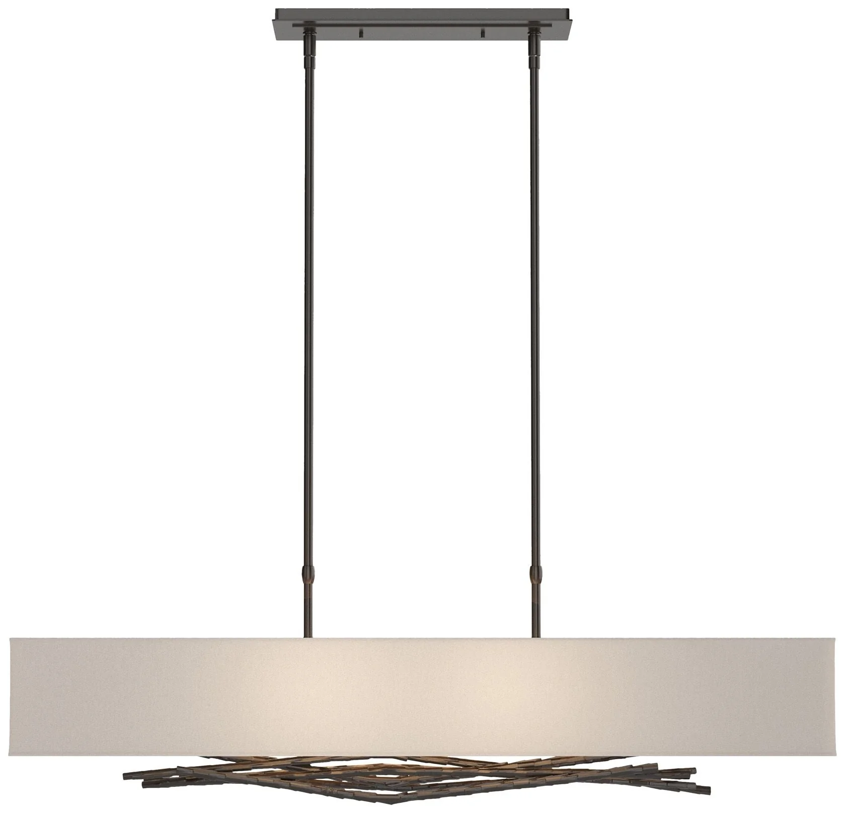 Brindille 42" Oil Rubbed Bronze Long Pendant Flax Shade - Image 1