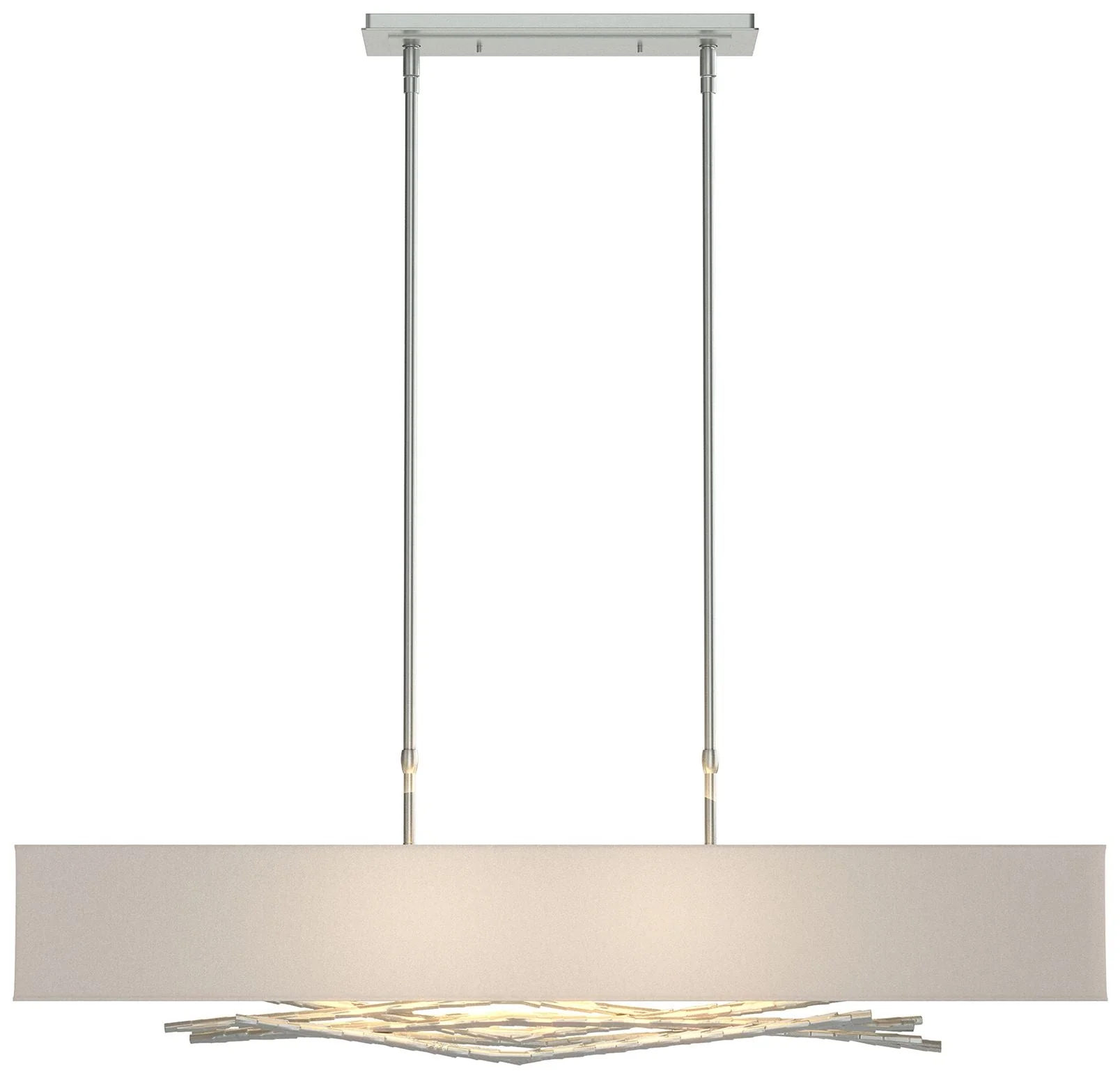 Brindille 42" Vintage Platinum Long Pendant Flax Shade - Image 1