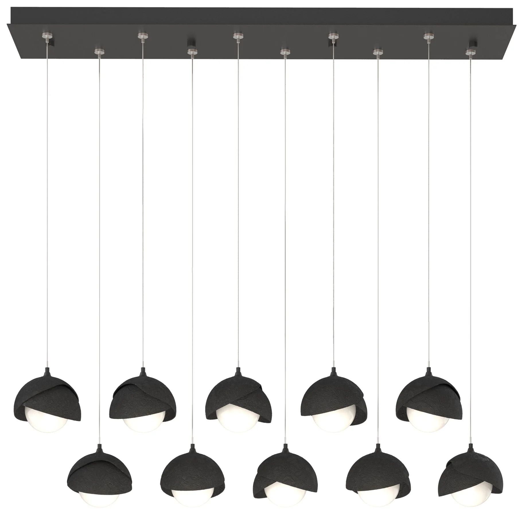 Brooklyn 10-Light Double Shade Rectangular Pendant - Black - Black - Opal - Image 1