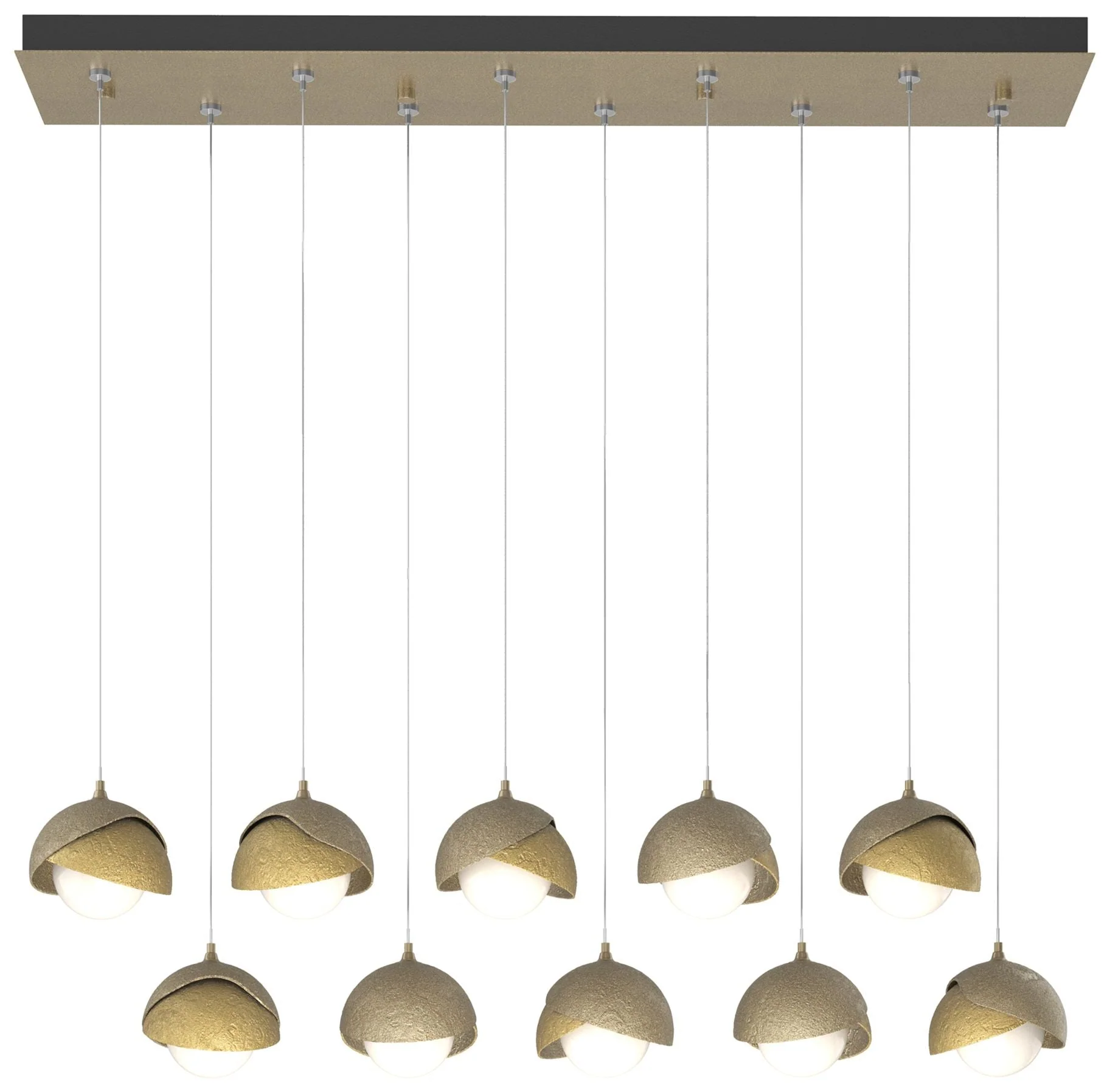 Brooklyn 10-Light Double Shade Rectangular Pendant - Gold - Brass - Opal - Image 1