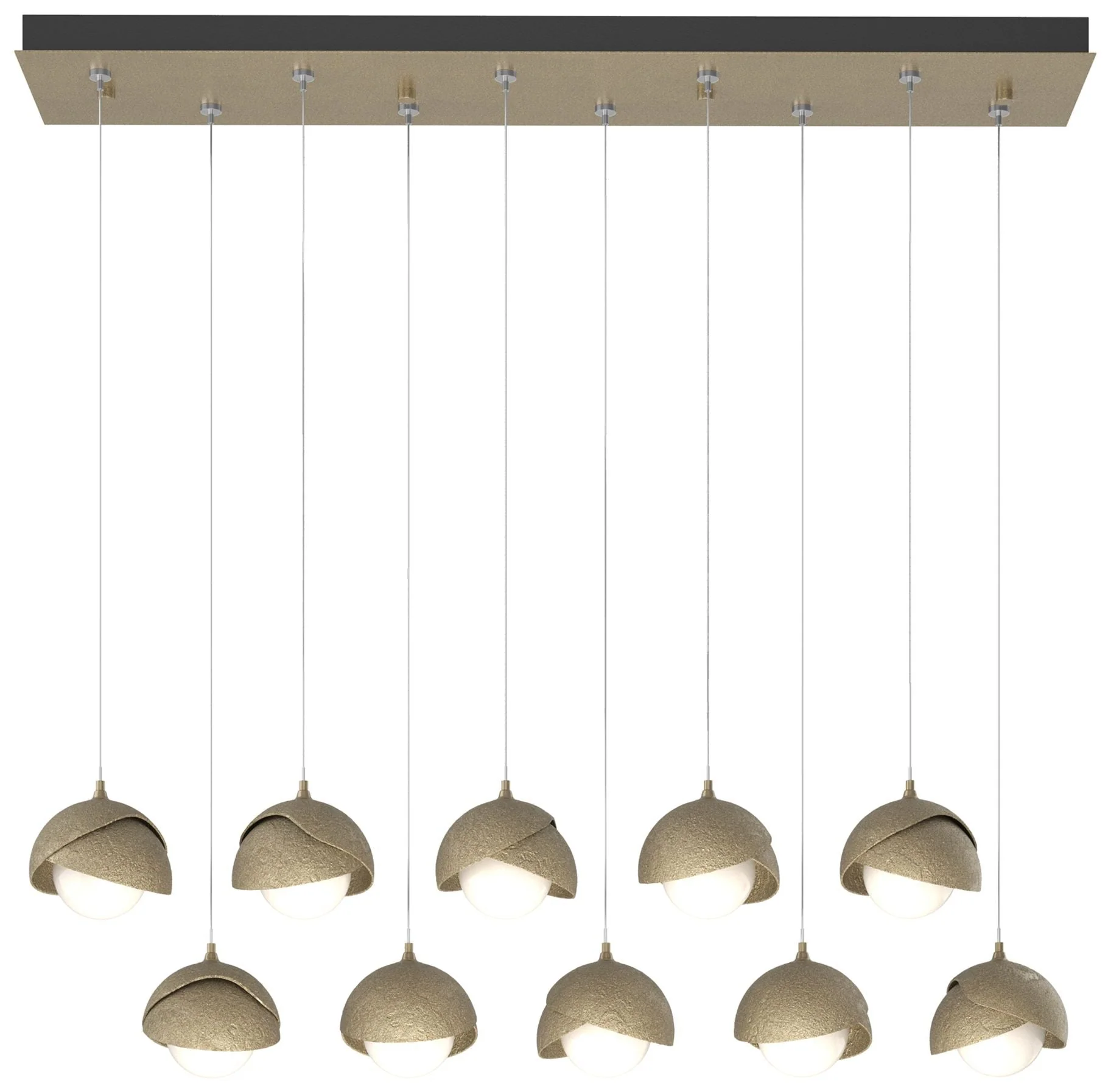 Brooklyn 10-Light Double Shade Rectangular Pendant - Gold - Gold - Opal - Image 1