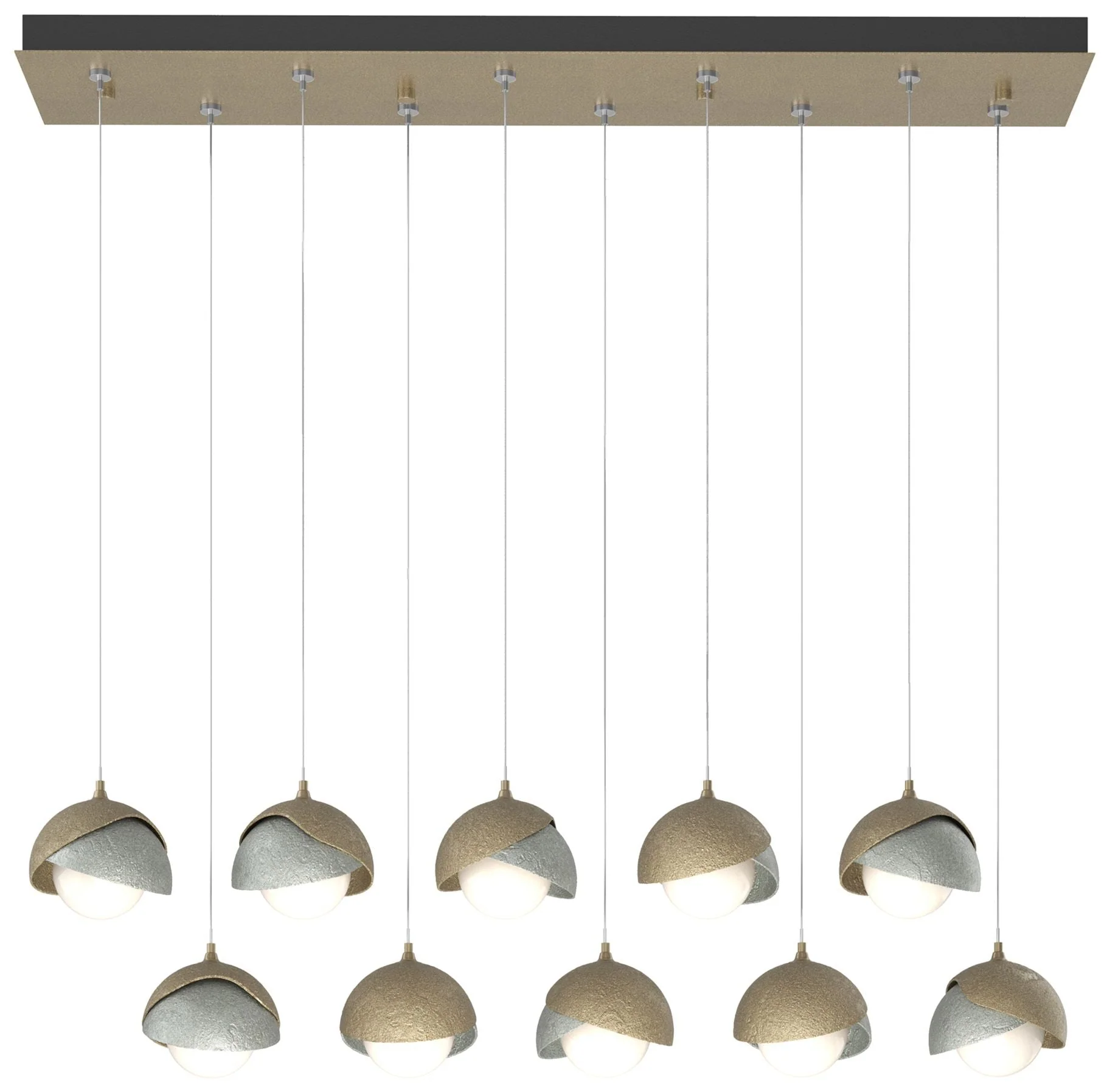 Brooklyn 10-Light Double Shade Rectangular Pendant - Gold - Platinum - Opal - Image 1
