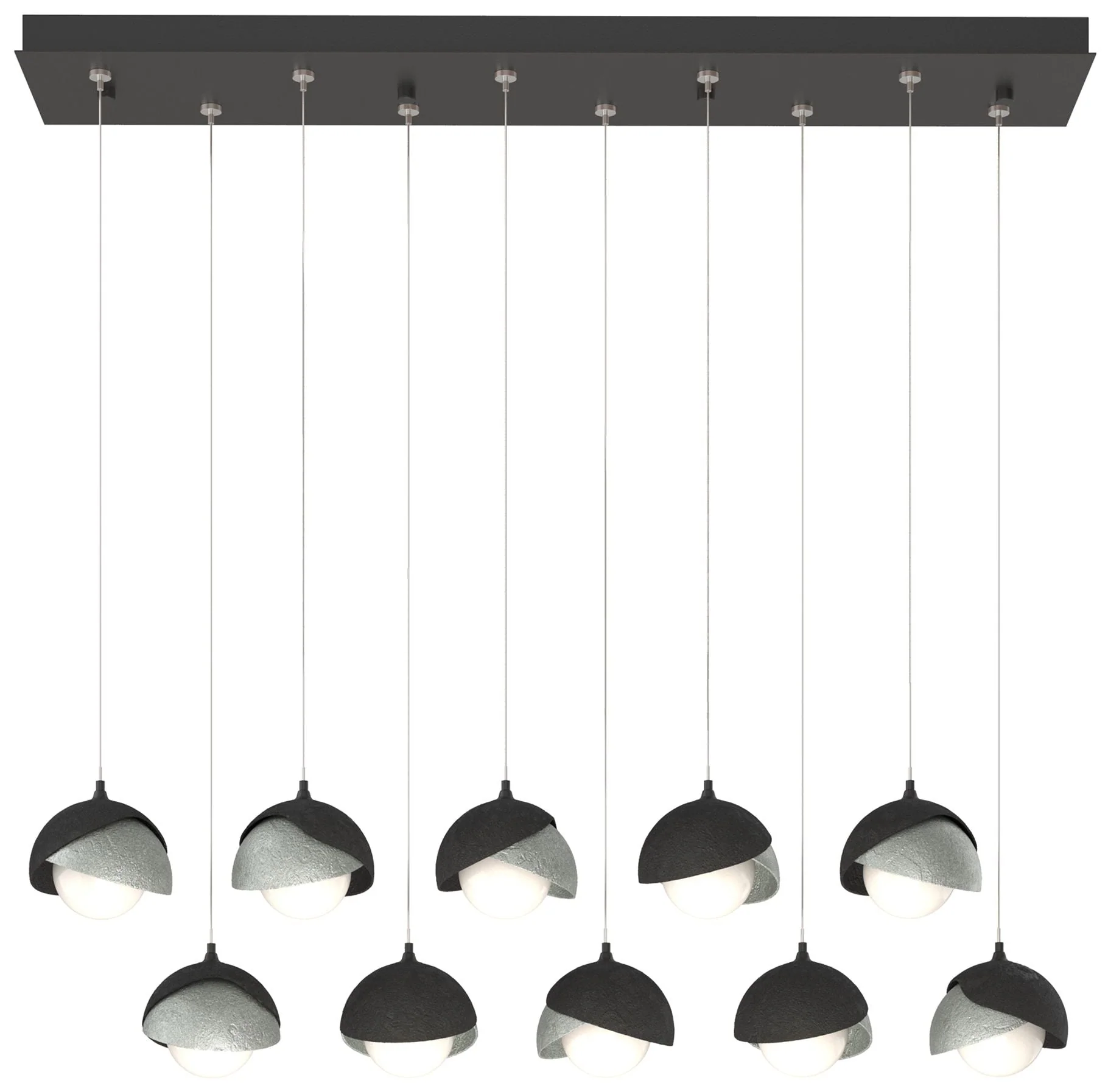 Brooklyn 10-Light Rectangular Pendant - Black - Platinum - Opal - Image 1