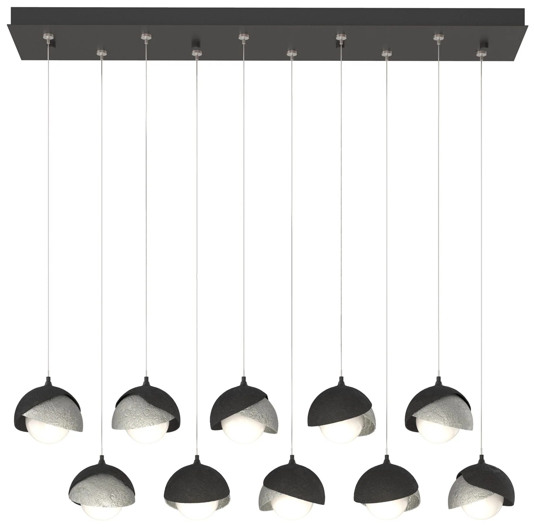 Brooklyn 10-Light Rectangular Pendant - Black - Sterling - Opal - Image 1