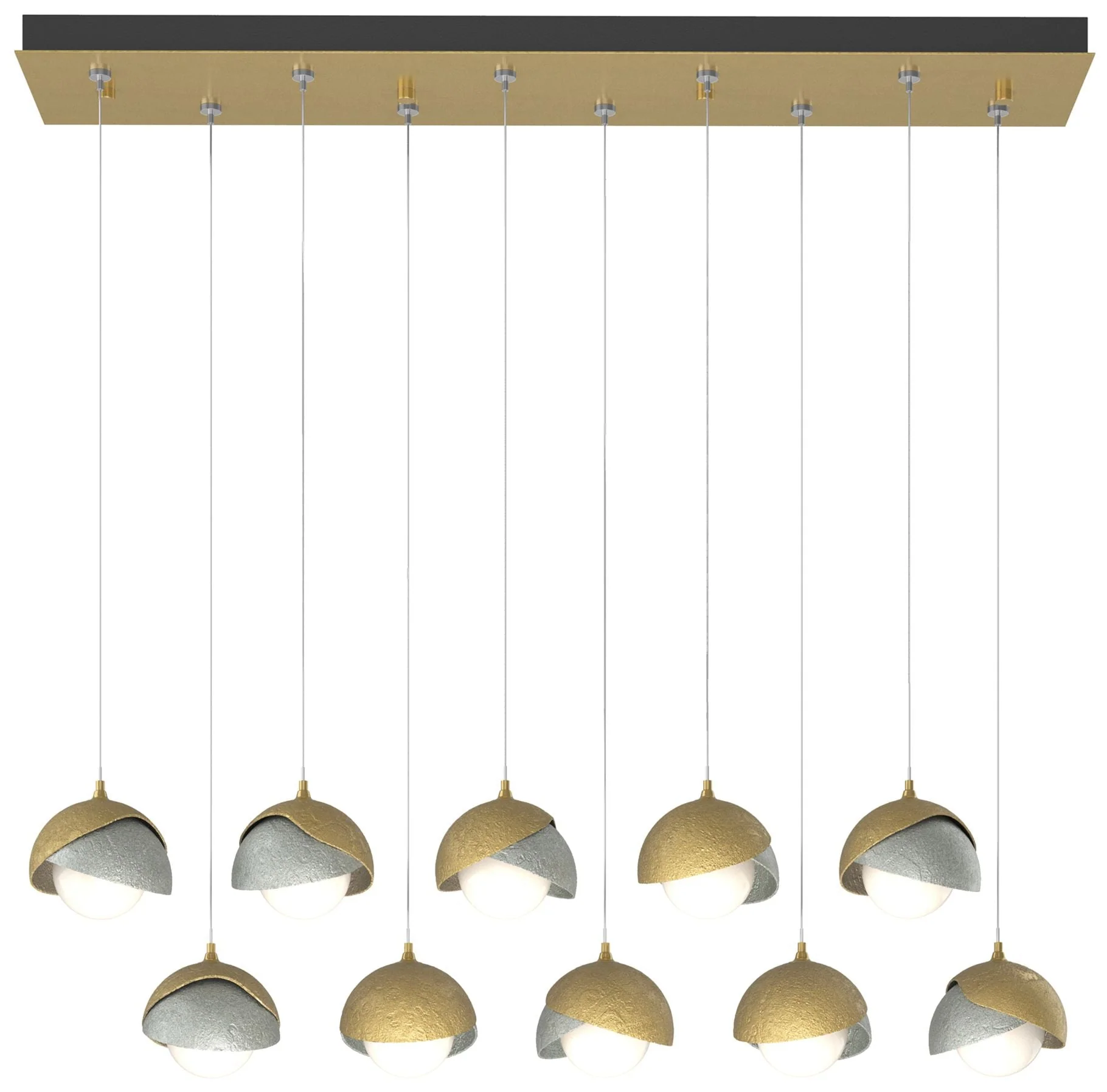 Brooklyn 10-Light Rectangular Pendant - Brass - Platinum - Opal - Image 1