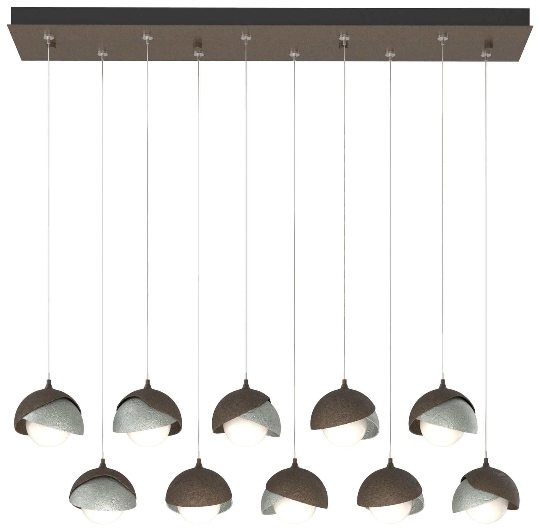 Brooklyn 10-Light Rectangular Pendant - Bronze - Platinum - Opal - Image 1