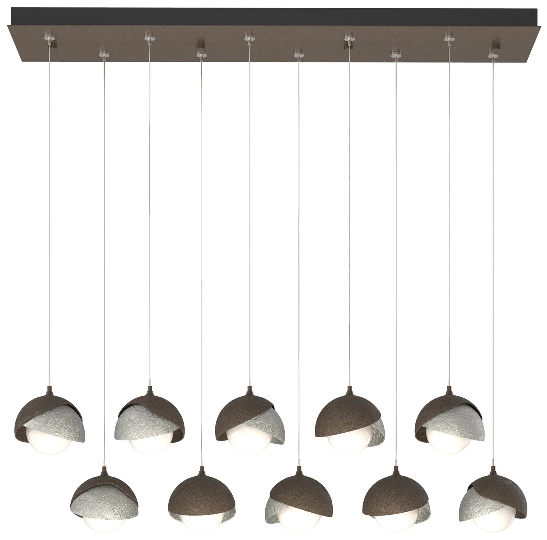 Brooklyn 10-Light Rectangular Pendant - Bronze - Sterling - Opal - Image 1
