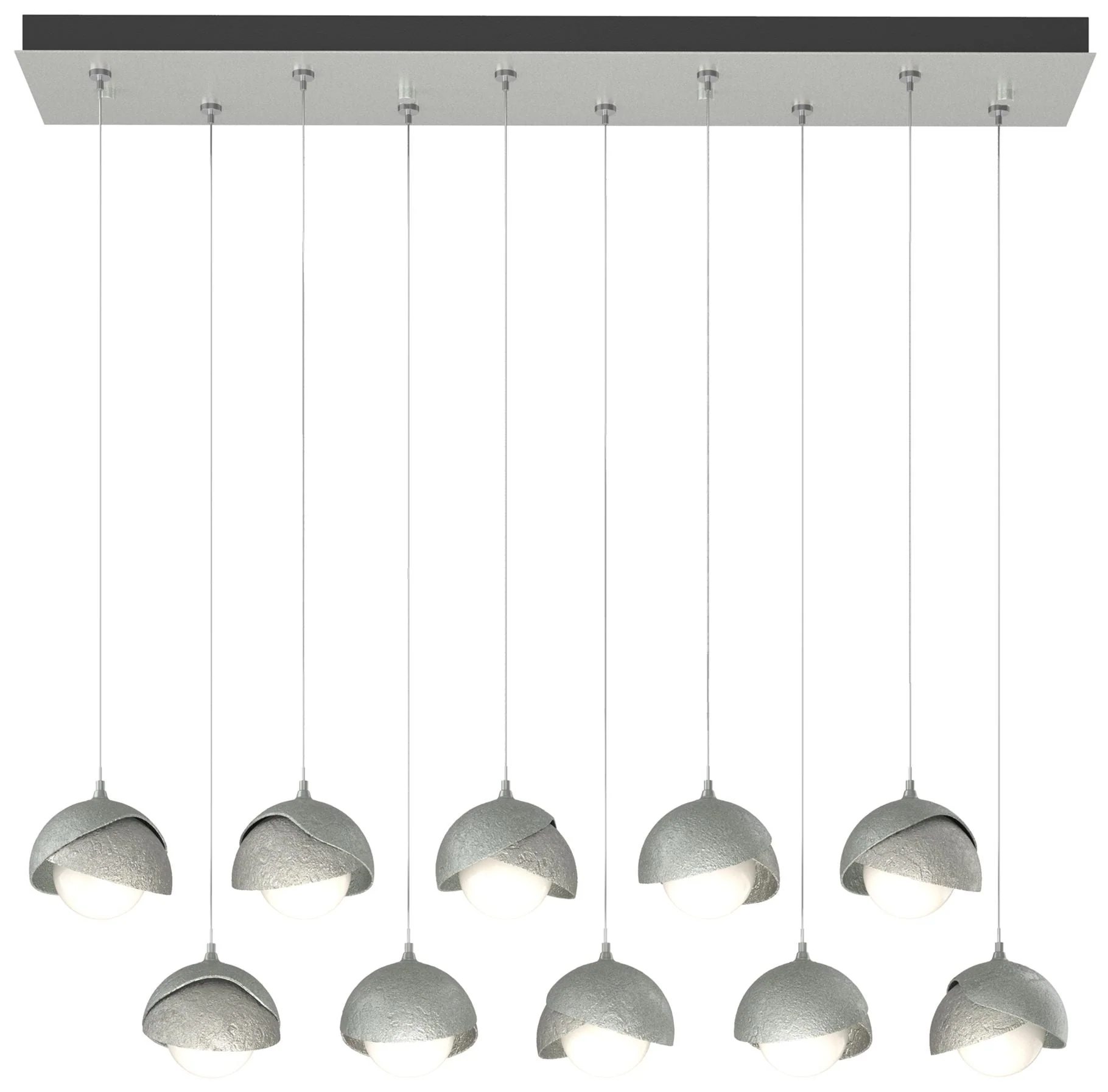 Brooklyn 10-Light Rectangular Pendant - Platinum - Sterling - Opal - Image 1