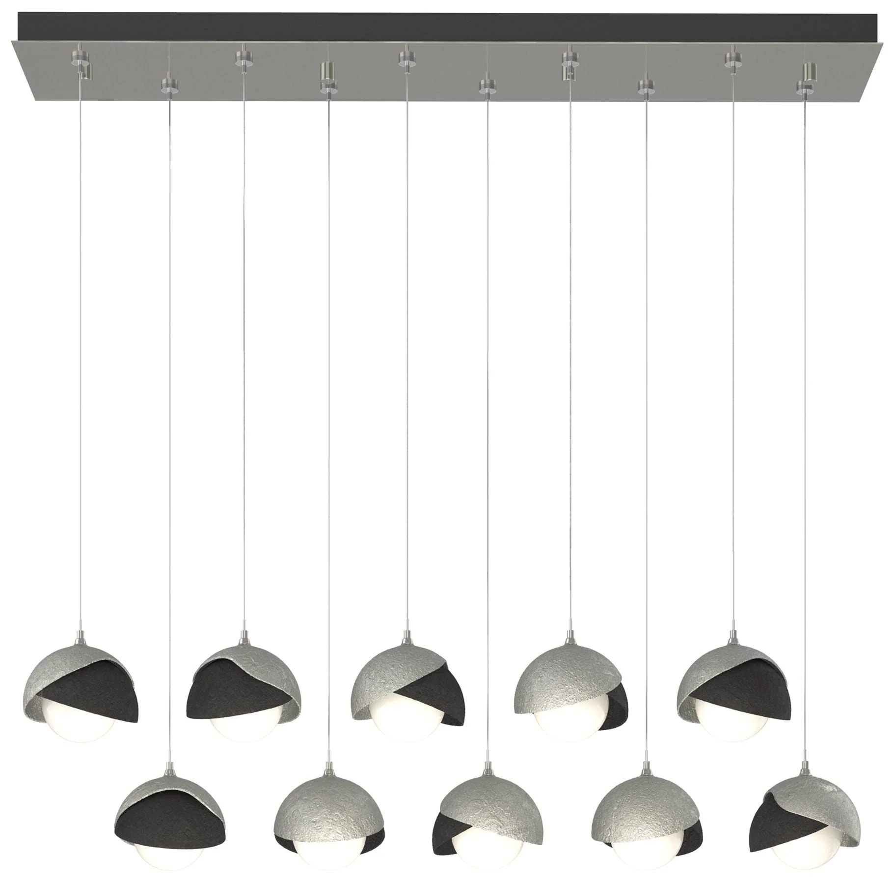 Brooklyn 10-Light Rectangular Pendant - Sterling - Black - Opal - Image 1