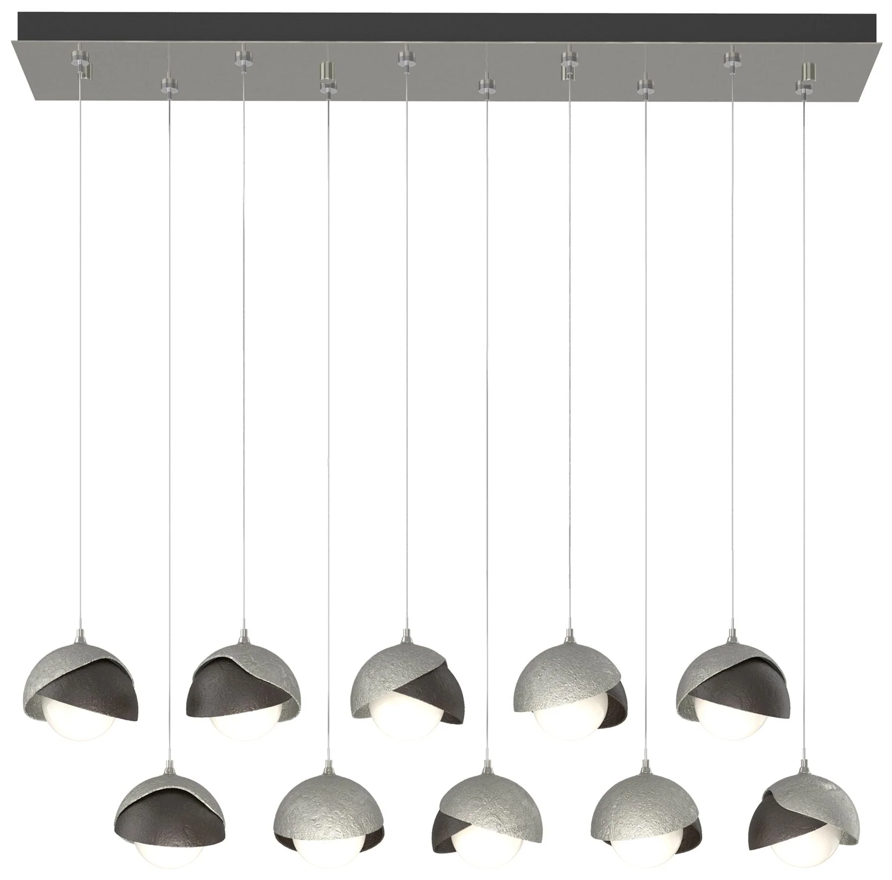 Brooklyn 10-Light Rectangular Pendant - Sterling - Bronze - Opal - Image 1