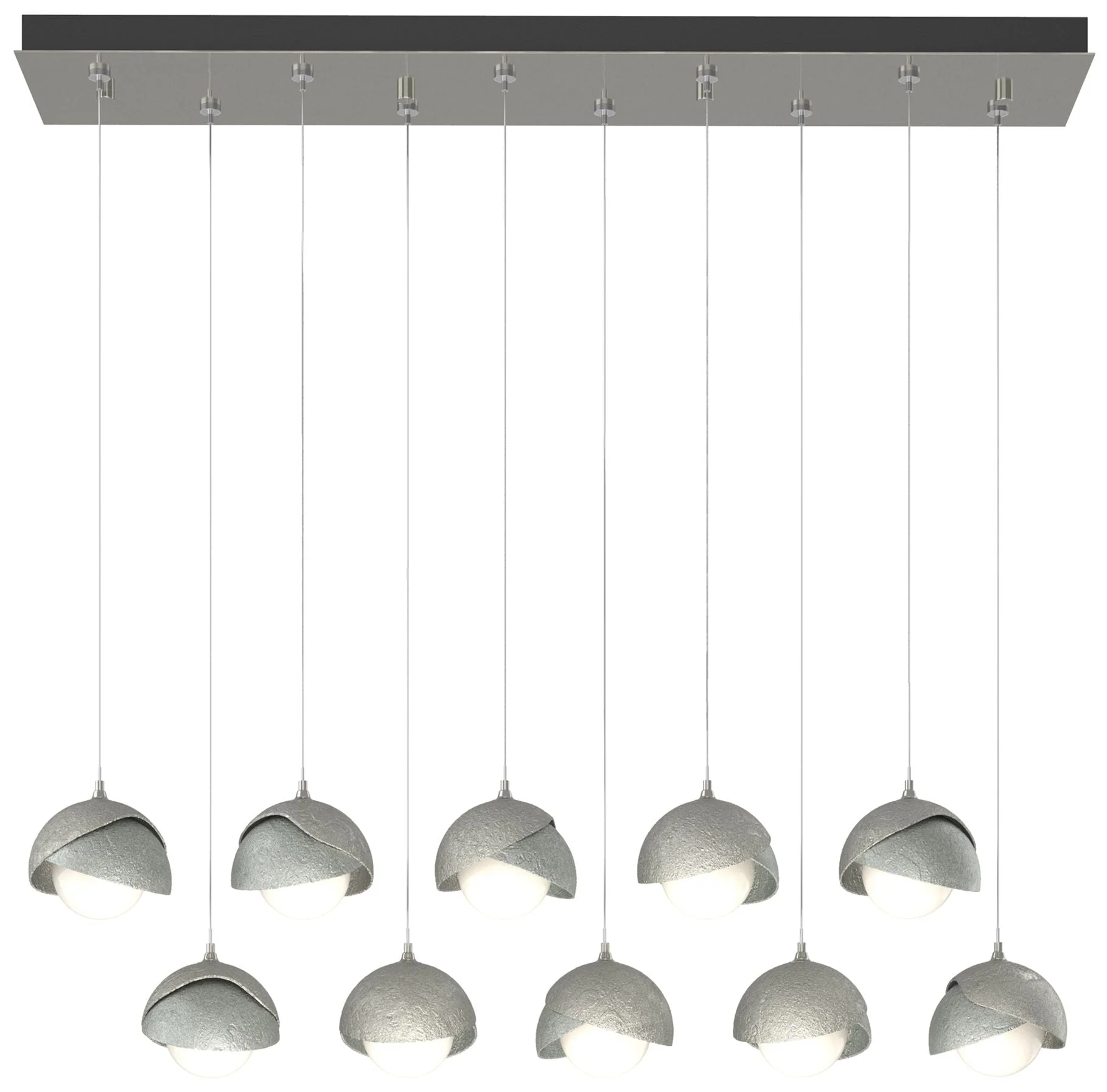 Brooklyn 10-Light Rectangular Pendant - Sterling - Platinum - Opal - Image 1