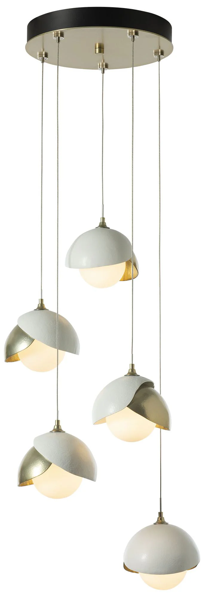 Brooklyn 16" Wide Double Shade 5-Light Modern Brass Pendant W/ Opal Gl - Image 1