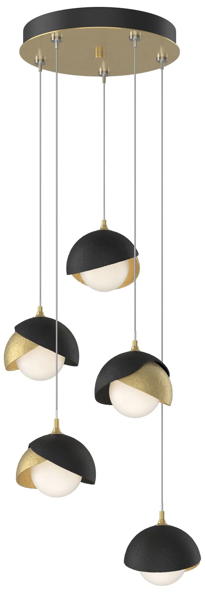 Brooklyn 16"W 5-Light Black Accented Brass Standard Double Shade Penda - Image 1