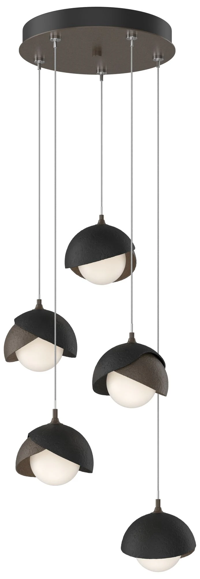 Brooklyn 16"W 5-Light Black Accented Bronze Standard Double Shade Pend - Image 1