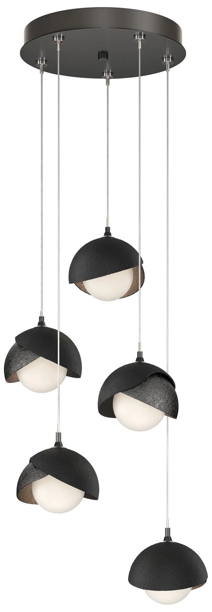 Brooklyn 16"W 5-Light Black Accented Ink Standard Double Shade Pendant - Image 1