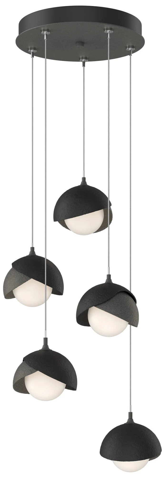 Brooklyn 16"W 5-Light Black Accented Natural Iron Long Double Shade Pe - Image 1