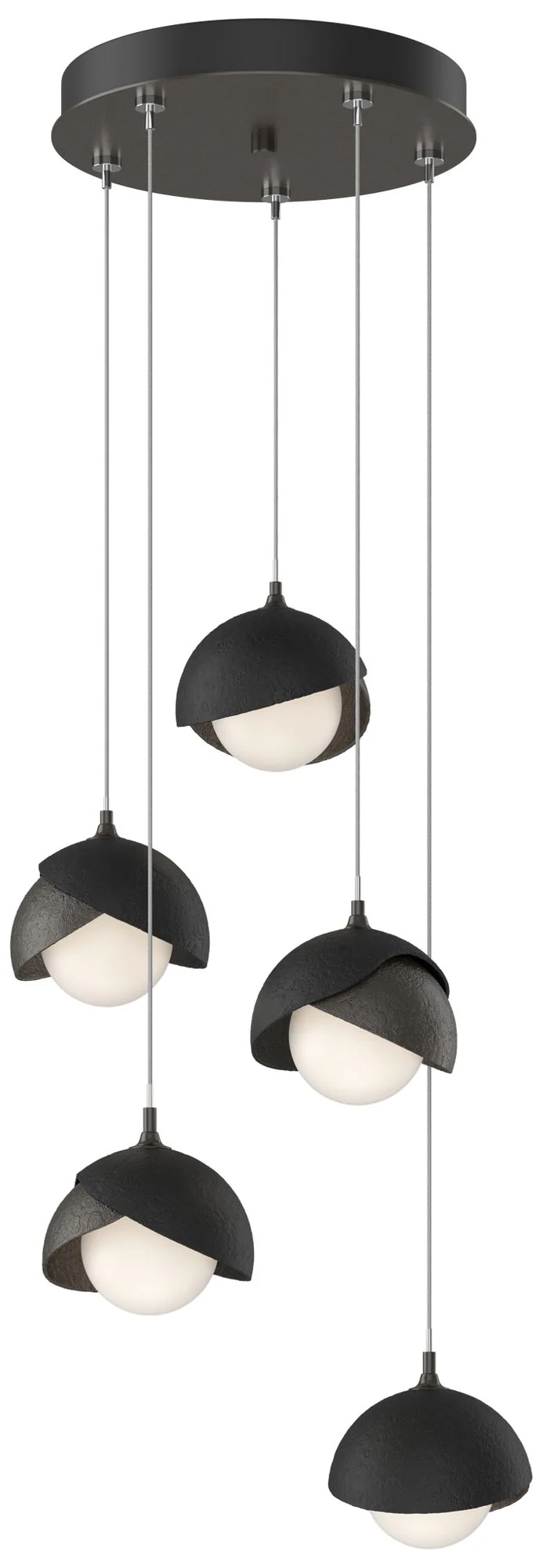 Brooklyn 16"W 5-Light Black Accented Oiled Bronze Double Shade Pendant - Image 1