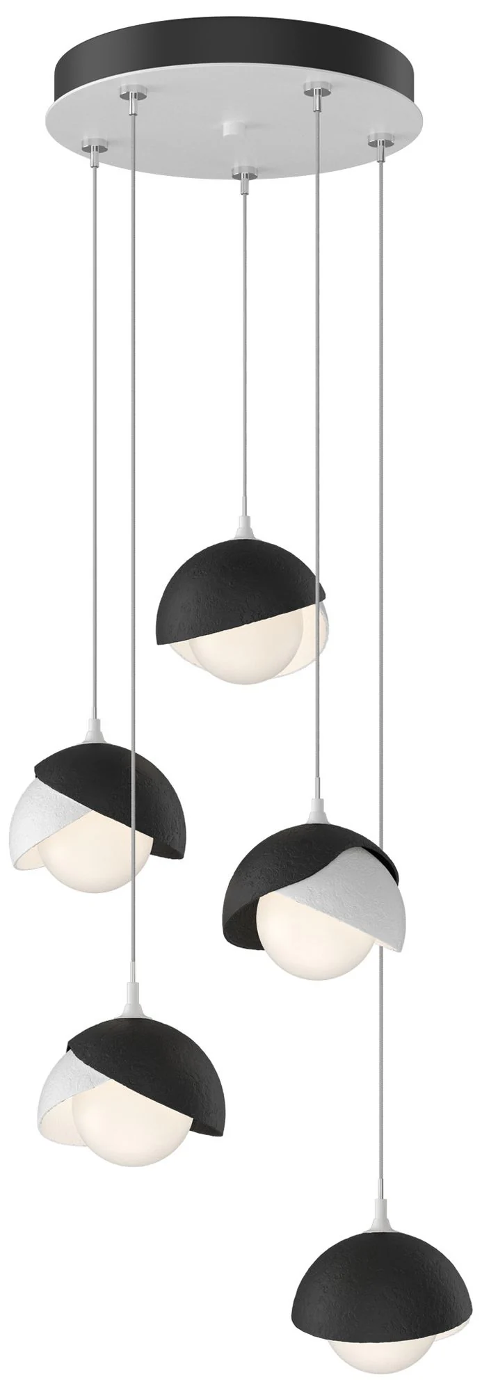 Brooklyn 16"W 5-Light Black Accented White Long Opal Double Shade pendant - Image 1
