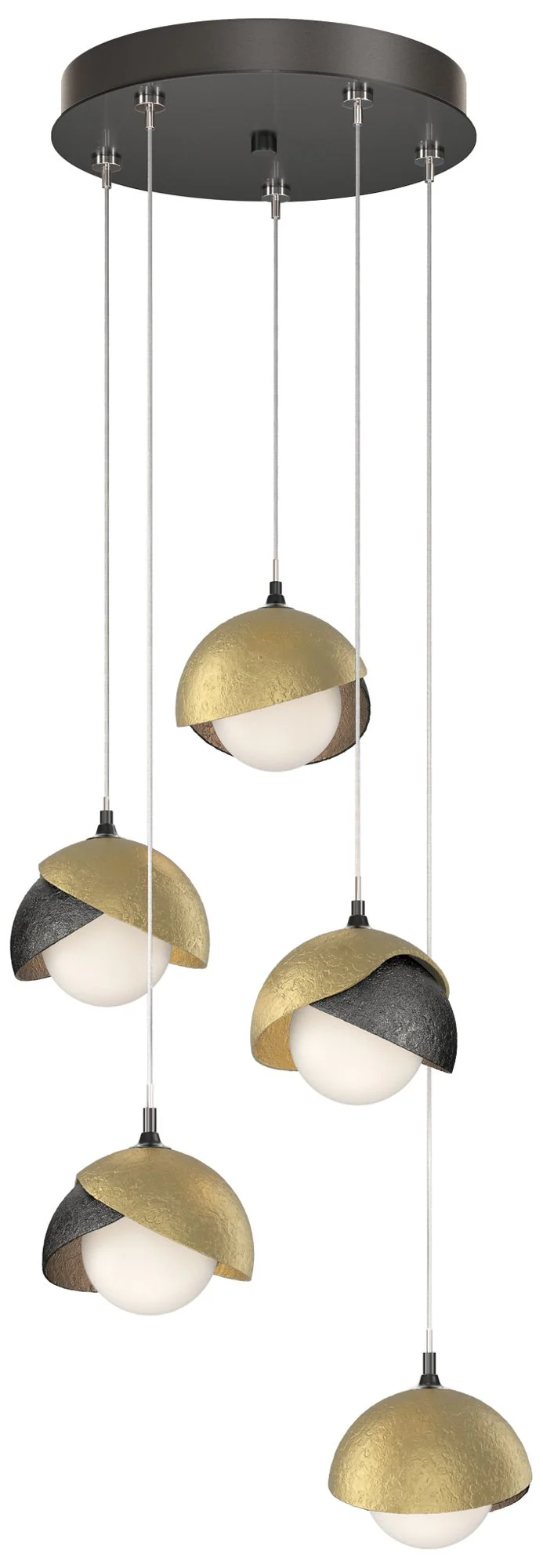 Brooklyn 16"W 5-Light Brass Accented Ink Standard Double Shade Pendant - Image 1