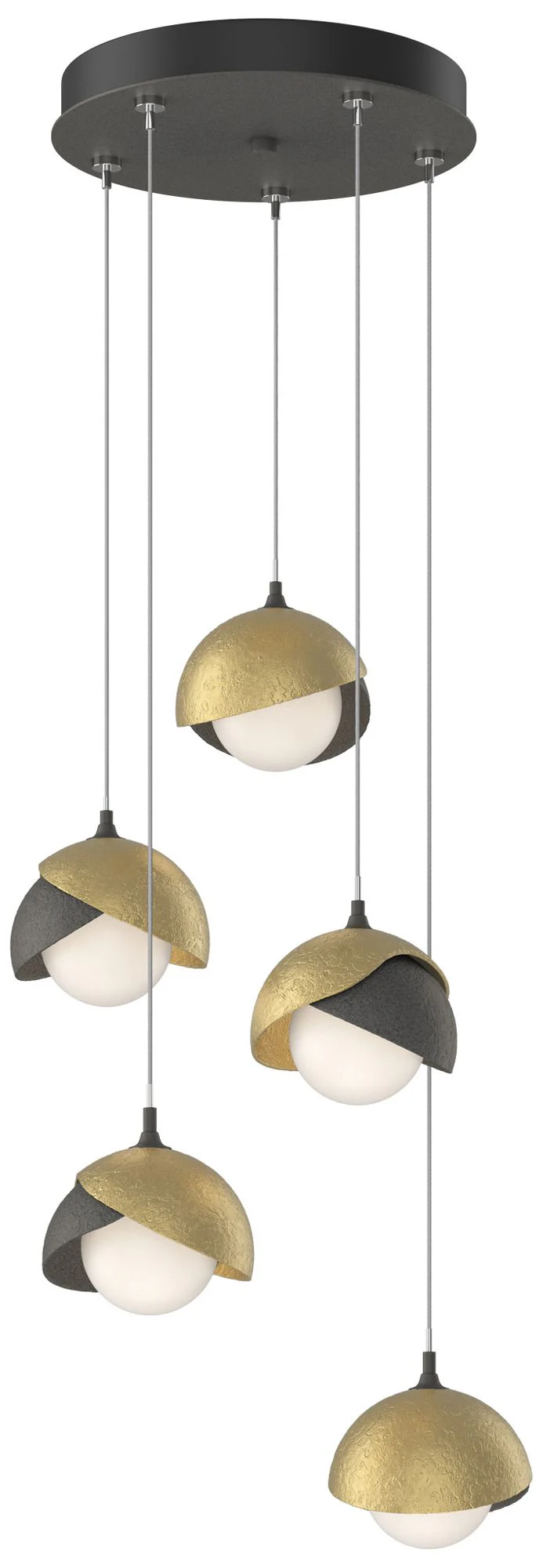 Brooklyn 16"W 5-Light Brass Accented Natural Iron Long Double Shade Pe - Image 1
