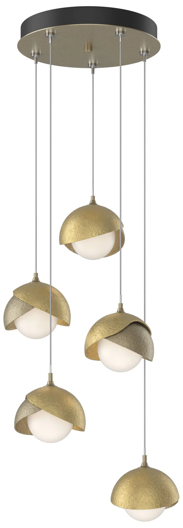 Brooklyn 16"W 5-Light Brass Accented Soft Gold Long Double Shade Penda - Image 1