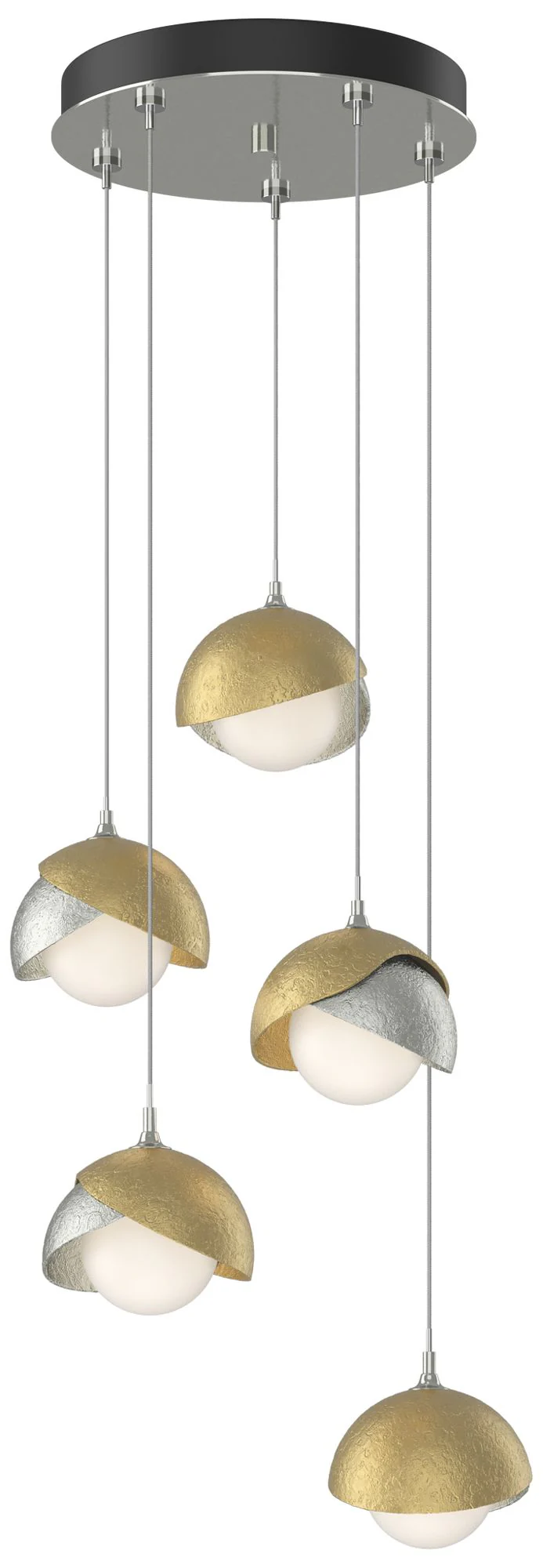 Brooklyn 16"W 5-Light Brass Accented Sterling Standard Double Shade Pe - Image 1