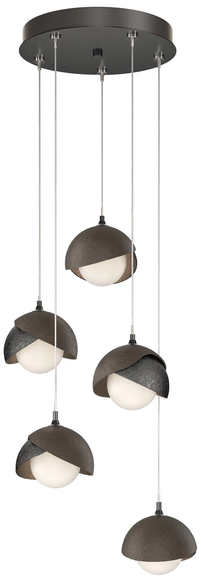 Brooklyn 16"W 5-Light Bronze Accented Ink Long Pendant w/ Opal Double - Image 1