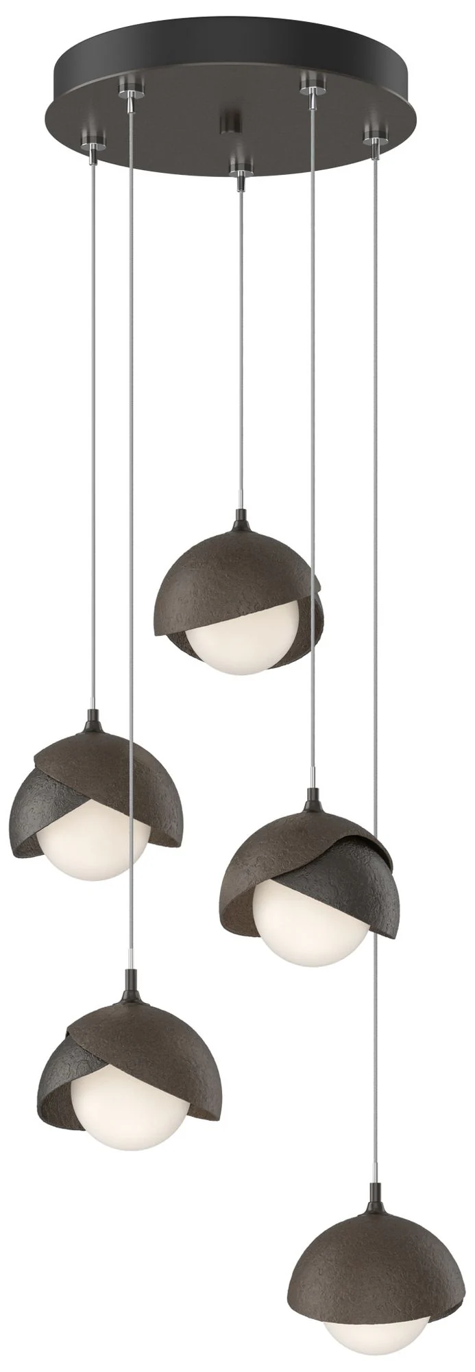 Brooklyn 16"W 5-Light Bronze Accented Oiled Bronze Double Shade Pendan - Image 1