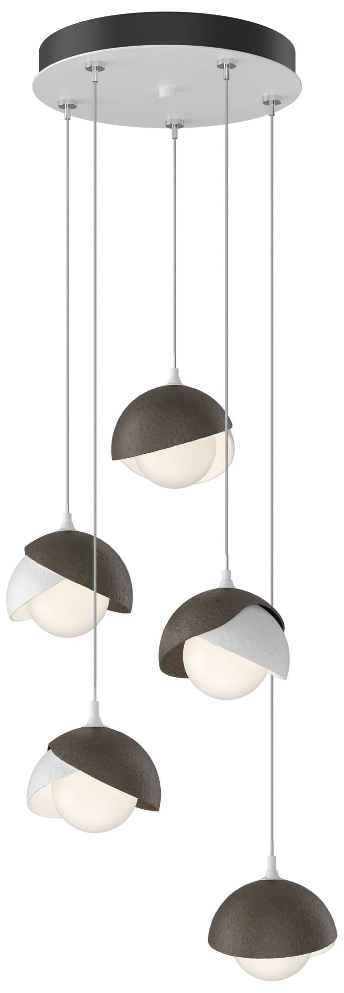 Brooklyn 16"W 5-Light Bronze Accented White Standard Double Shade Pend - Image 1