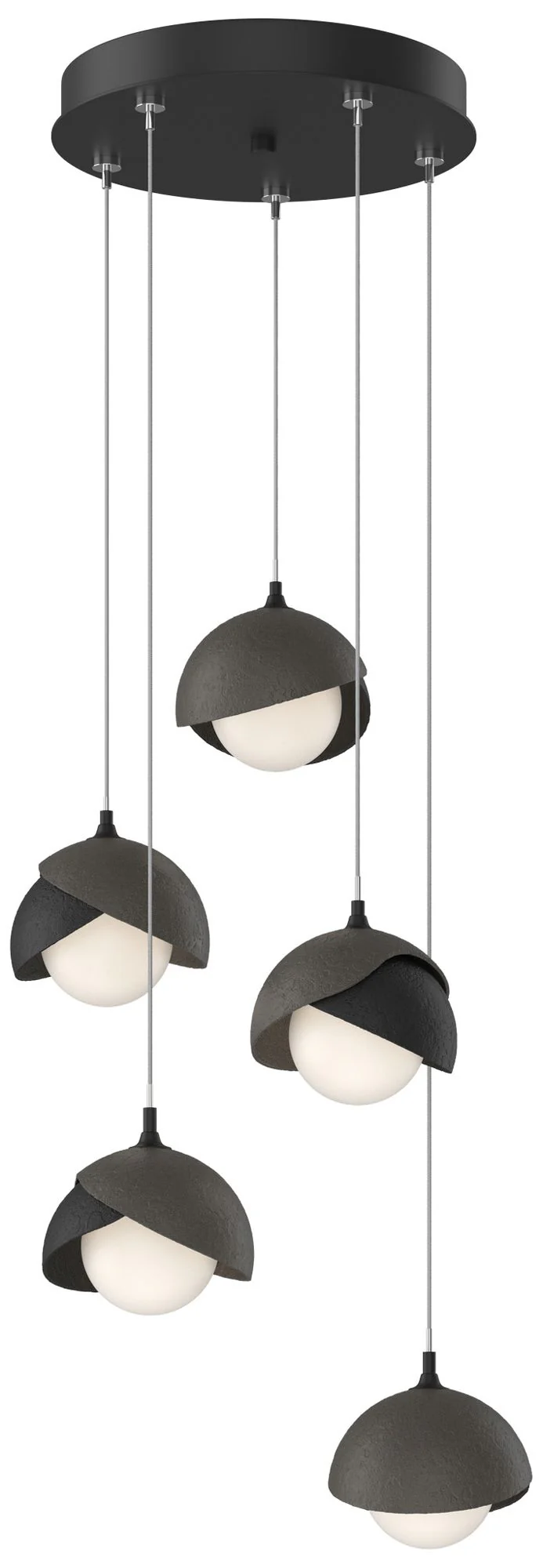 Brooklyn 16"W 5-Light Dark Smoke Accented Black Long Double Shade Pend - Image 1