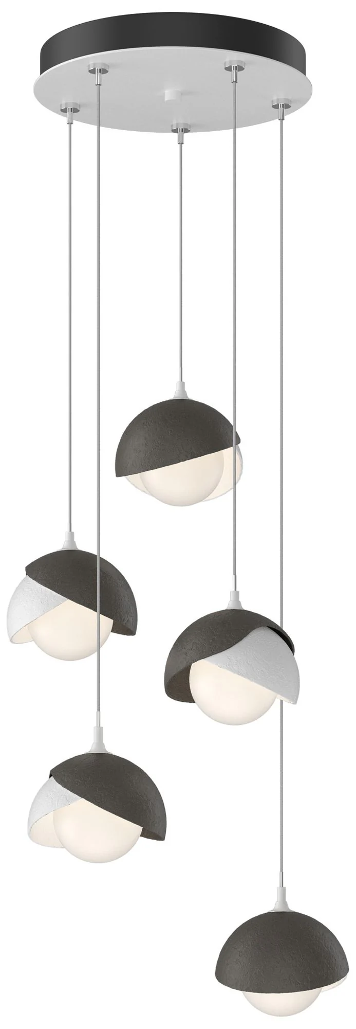 Brooklyn 16"W 5-Light Dark Smoke Accented White Long Double Shade Pendant - Image 1