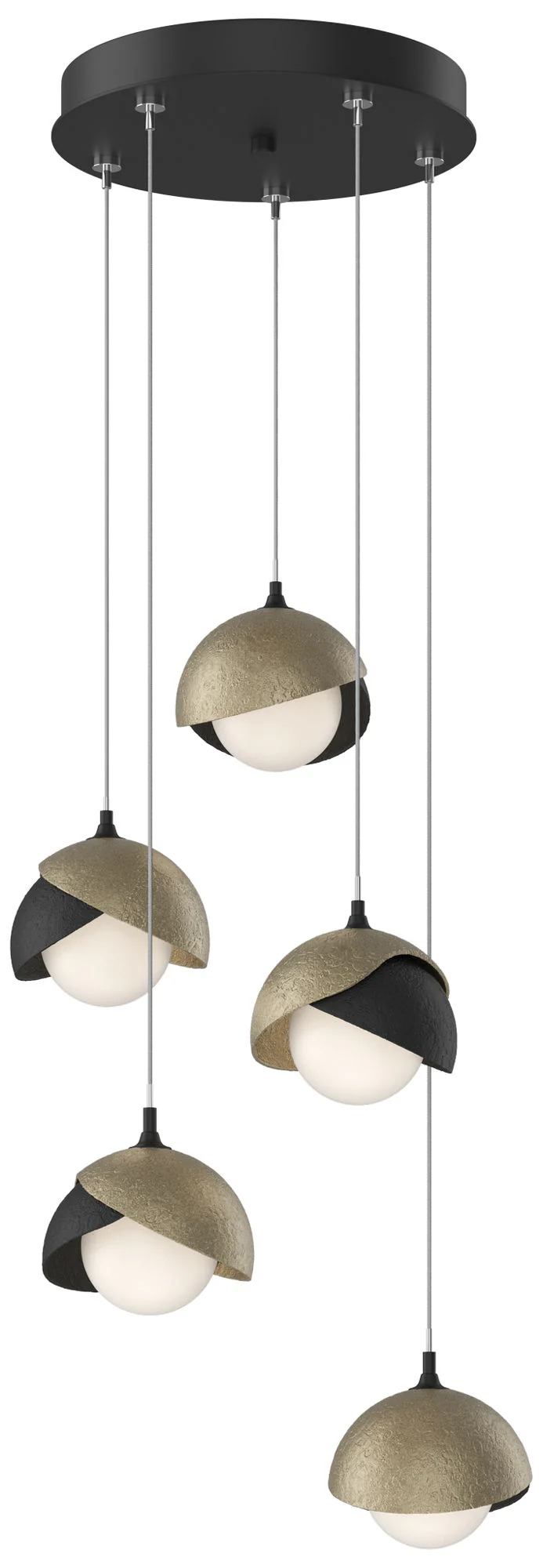 Brooklyn 16"W 5-Light Gold Accented Black Standard Double Shade Pendan - Image 1