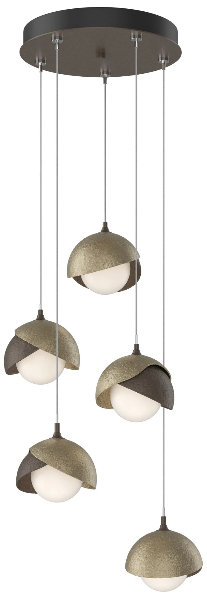 Brooklyn 16"W 5-Light Gold Accented Bronze Standard Double Shade Penda - Image 1