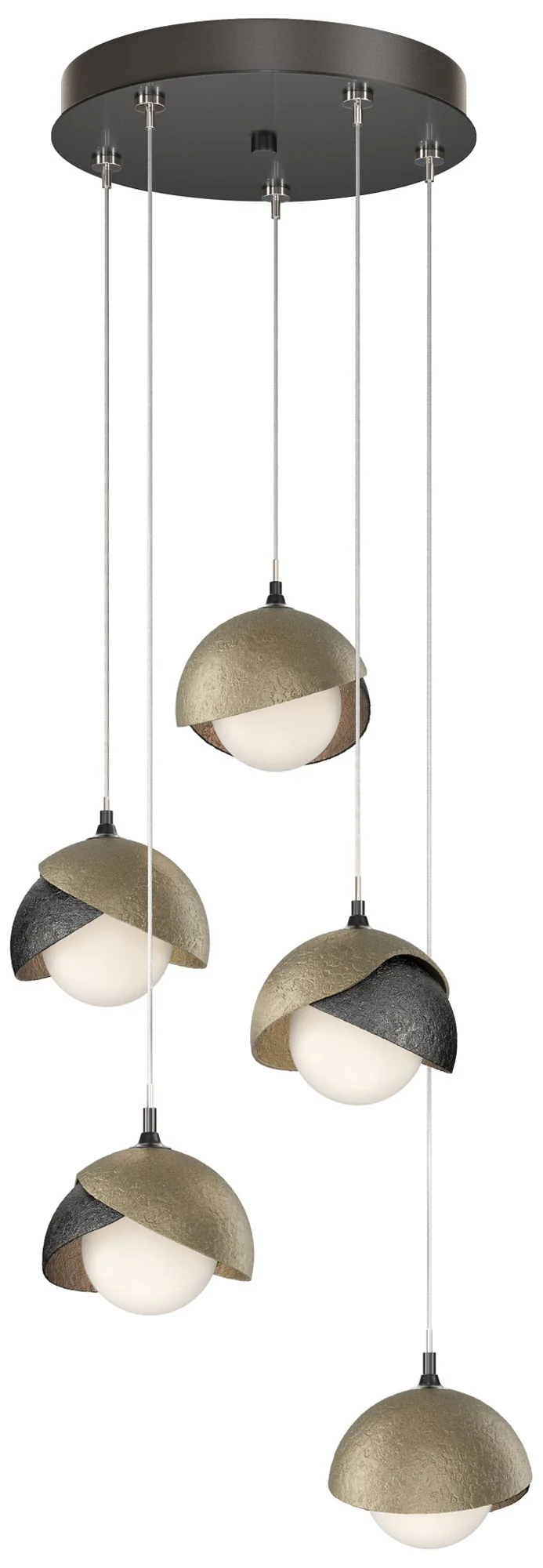 Brooklyn 16"W 5-Light Gold Accented Ink Standard Double Shade Pendant - Image 1