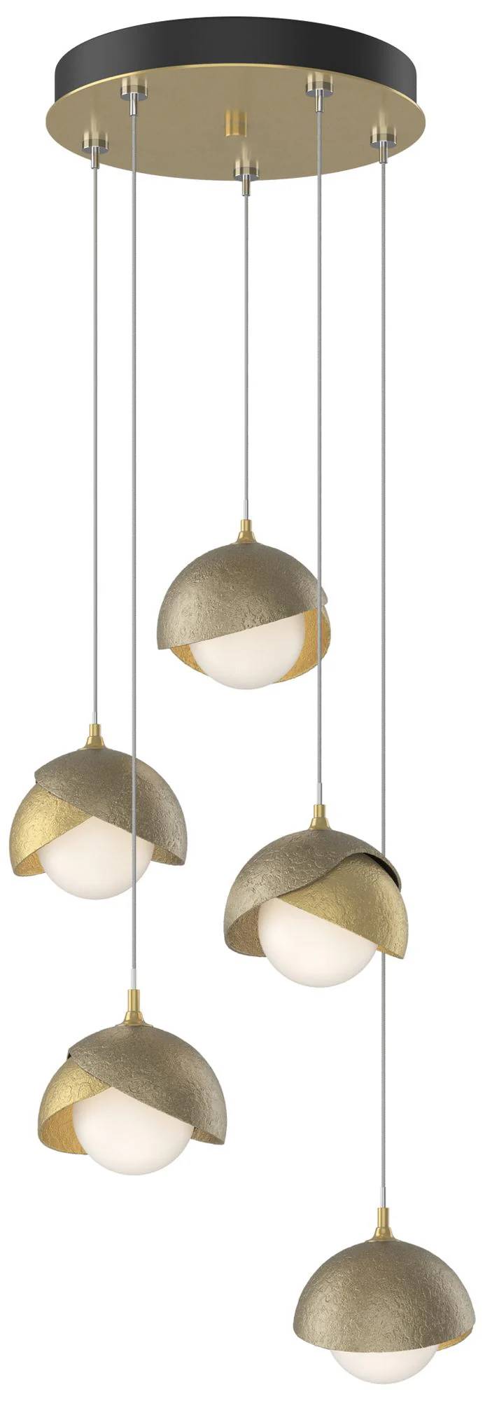 Brooklyn 16"W 5-Light Gold Accented Modern Brass Long Double Shade Pen - Image 1