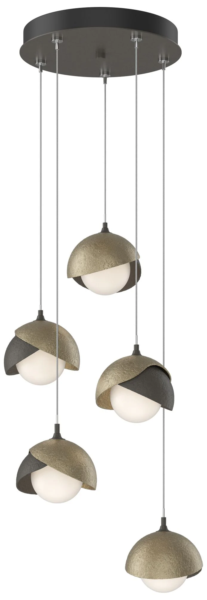 Brooklyn 16"W 5-Light Gold Accented Smoke Standard Double Shade Pendan - Image 1