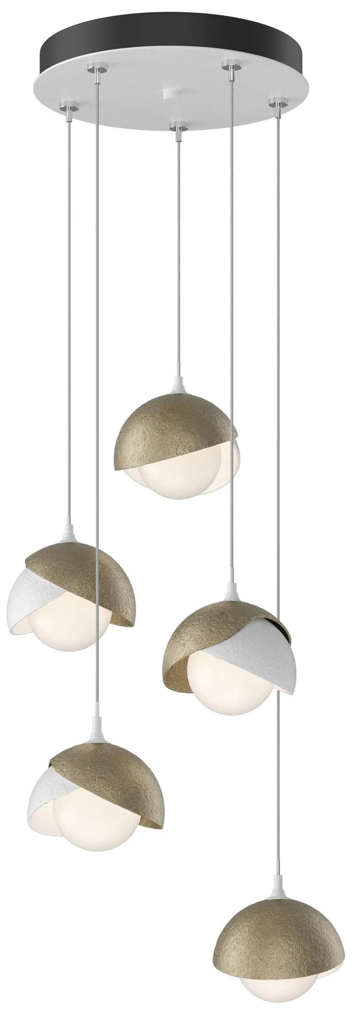 Brooklyn 16"W 5-Light Gold Accented White Standard Double Shade Pendan - Image 1