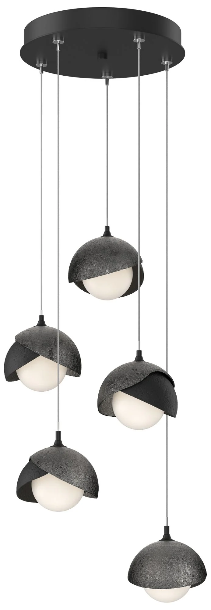 Brooklyn 16"W 5-Light Ink Accented Black Standard Double Shade Pendant - Image 1