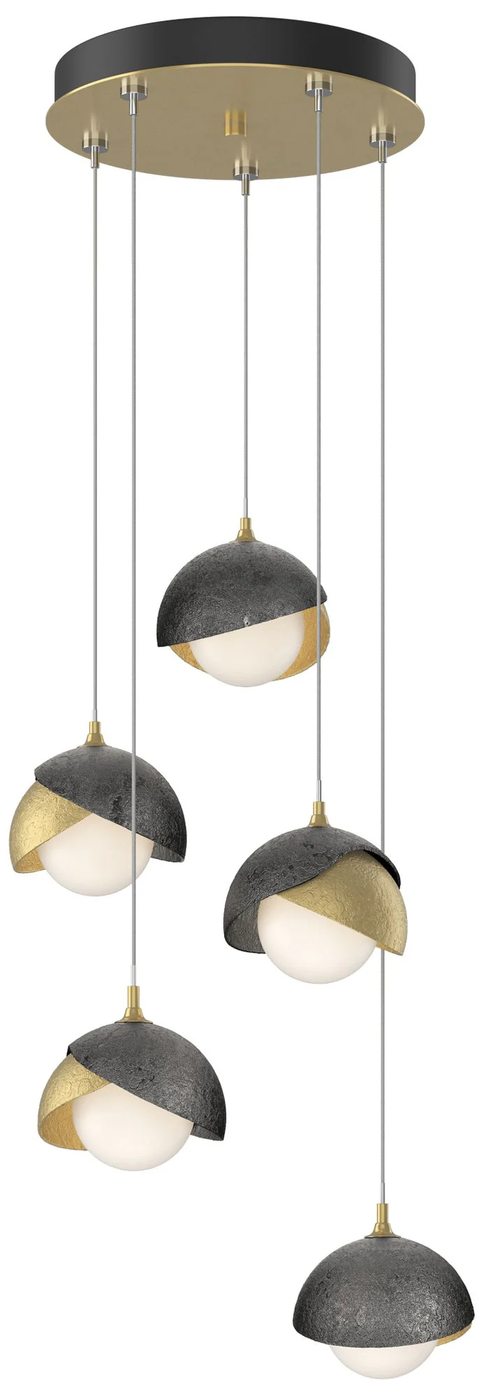 Brooklyn 16"W 5-Light Ink Accented Brass Standard Double Shade Pendant - Image 1