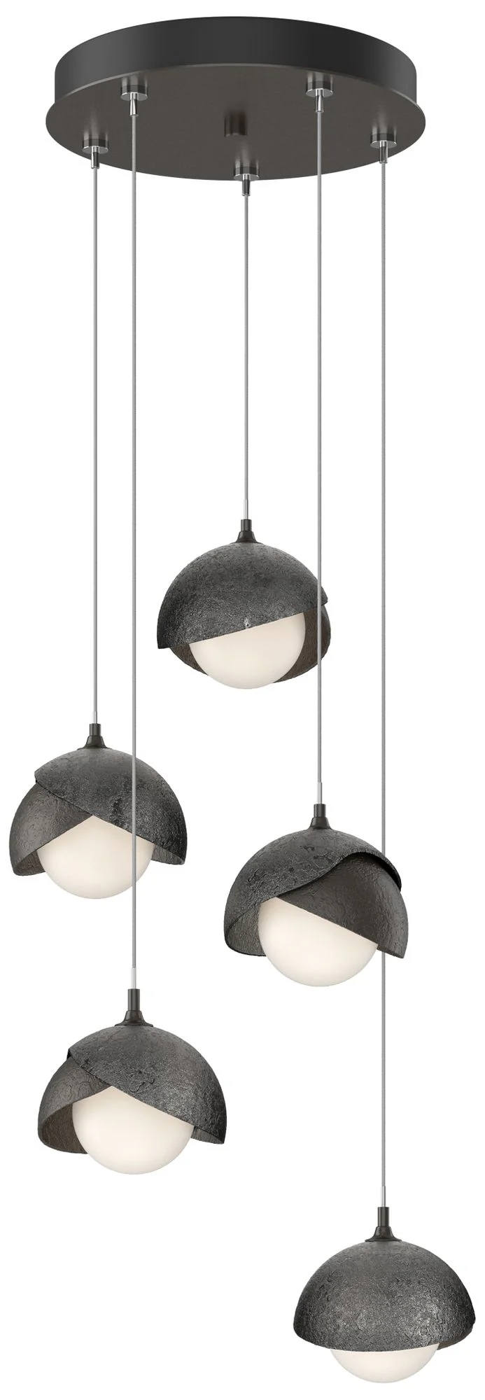Brooklyn 16"W 5-Light Ink Accented Oiled Bronze Double Shade Pendant - Image 1