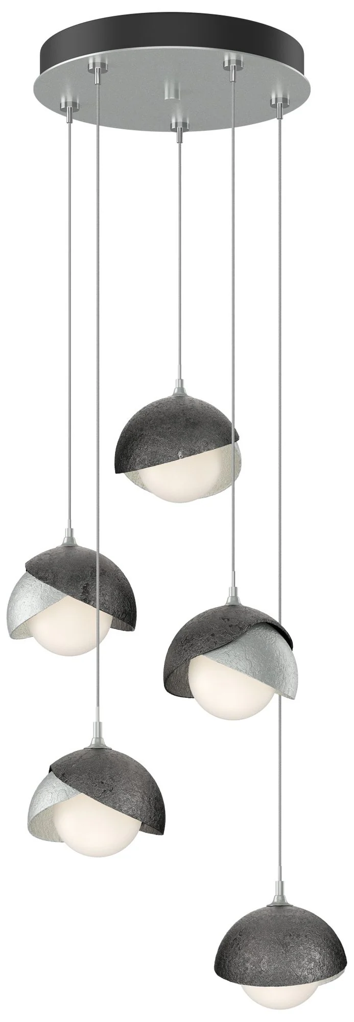 Brooklyn 16"W 5-Light Ink Accented Platinum Long Double Shade Pendant - Image 1